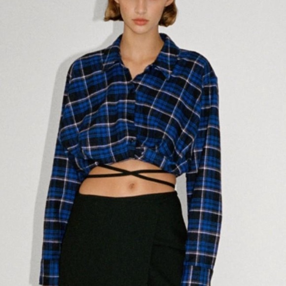 Zara Tops - Zara Cropped Plaid Shirt